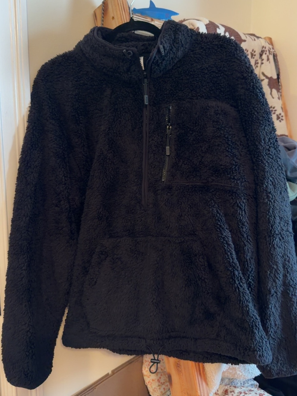 PINK Victoria's Secret Black Sherpa Half-Zip Pullover